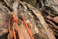 Climbing rope on rockwall Royalty Free Stock Photo