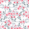 Climbing Rose `Etoile de Hollande`. Watercolor seamless pattern. Hand-drawn artistic illustration.