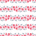 Climbing Rose `Etoile de Hollande`. Watercolor seamless pattern. Hand-drawn artistic illustration.