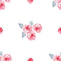 Climbing Rose `Etoile de Hollande`. Watercolor seamless pattern. Hand-drawn artistic illustration.