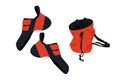 Climbing shoes pair and chalk bag Royalty Free Stock Photo