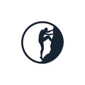Climbing silhouette logo circle