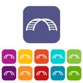 Climbing stairs icons set