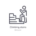 climbing stairs outline icon. isolated line vector illustration from behavior collection. editable thin stroke climbing stairs