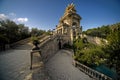 Climbing stairs in a park towards his monument Royalty Free Stock Photo