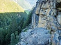 Climbing on the Stuibenfall via ferrata