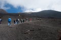 Climbing to the top of Etna volcano