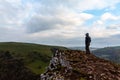 Climbing up in the mount on the morning in the Peak District, Thor Cave.