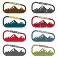Climbing vector illustration set mountains and carabiner