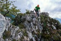 Climbing on via ferrata Royalty Free Stock Photo