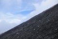 Climbing the volcano Semeru, Indonesia. Crater covered with debris