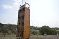 Climbing. Wooden tower for the practice of climbing in a tourist hotel in Brazil.
