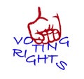 Clinched fist squashing voting rights words Royalty Free Stock Photo