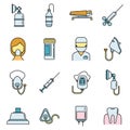 Clinic anesthesia icons set vector color