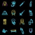 Clinic anesthesia icons set vector neon