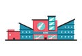 Clinic building. Flat vector illustration. Constructivism style