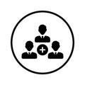 Clinic, doctors, hospital, patients icon. Black vector