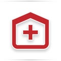 Clinic icon. Medical Hospital red Flat Icon