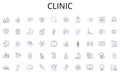 Clinic line icons collection. Apartment, Condominium, Villa, Duplex, Townhouse, Penthouse, Studio vector and linear