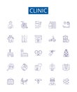 Clinic line icons signs set. Design collection of clinic, health, center, hospital, medical, care, health care, doctor Royalty Free Stock Photo