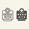 Clinic line and solid icon. Hospital building outline style pictogram on white background. Medical institution with