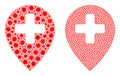 Clinic Map Pointer Icon - Composition with Covid-2019 Biohazard Infection Elements