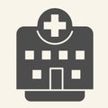 Clinic solid icon. Hospital building glyph style pictogram on white background. Medical institution with cross on top