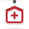 Clinic vector icon. Medical Hospital red Flat Icon