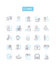 Clinic vector line icons set. Clinic, Medical, Healthcare, Outpatient, Treatment, Diagnostic, Surgery illustration