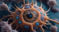 clinic virus under the microscope, virus wallpaper, covid virus under microscope, macro view of the virus, close-up of virus Royalty Free Stock Photo