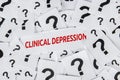 Clinical depression text with question marks Royalty Free Stock Photo