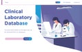 Clinical laboratory database concept with people doing research and study. Landing modern page template illustration. - Vec