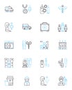 Clinical services linear icons set. Behavioral, Addiction, Diagnosis, Treatment, Psychiatry, Psychology, Counseling line