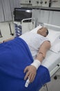 Dummy patient with testing equipment at a clinical skills training centre.