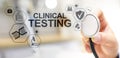 Clinical testing research, Pharmacy and Medicine concept on screen. Royalty Free Stock Photo