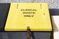 Clinical waste bin outside hospital uk