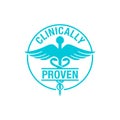 Clinically proven stamp with caduceus symbol