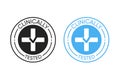 Clinically tested label. Medical black and blue sticker of approved certification