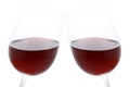 Clink glasses with red wine