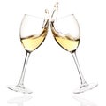 Clink glasses with white wine Royalty Free Stock Photo
