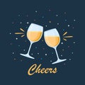 Clink glasses. Clink wine drinks, alcohol drinks in wineglasses, holiday party, people event together, celebration cheers, colored Royalty Free Stock Photo