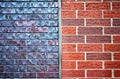 Clinker and red bricks wall background.