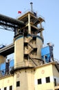 Clinker storage building with light yellow color in a cement factory