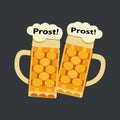 Clinking beer mugs toasting minimalist vector icon Royalty Free Stock Photo