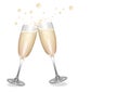 Clinking Champagne Flutes with Bubbles Royalty Free Stock Photo