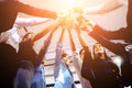 Clinking Glasses of Champagne or Wine. Group of Business People Celebrating New Year at Office party Royalty Free Stock Photo