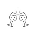 Clinking glasses line outline icon Royalty Free Stock Photo