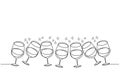 Clinking glasses. Many glasses of champagne wine. Party.  Line drawing Royalty Free Stock Photo