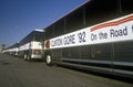 Clinton/Gore buses on the 1992 Buscapade campaign tour in Waco, Texas