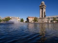 Soldiers and Sailors Monument by the fountain at Clinton Square, Syracuse, New York State Royalty Free Stock Photo